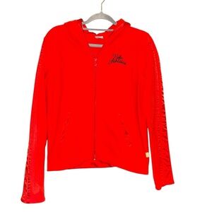 Nike‎ vintage zip up fleece hoodie jacket orange red size large